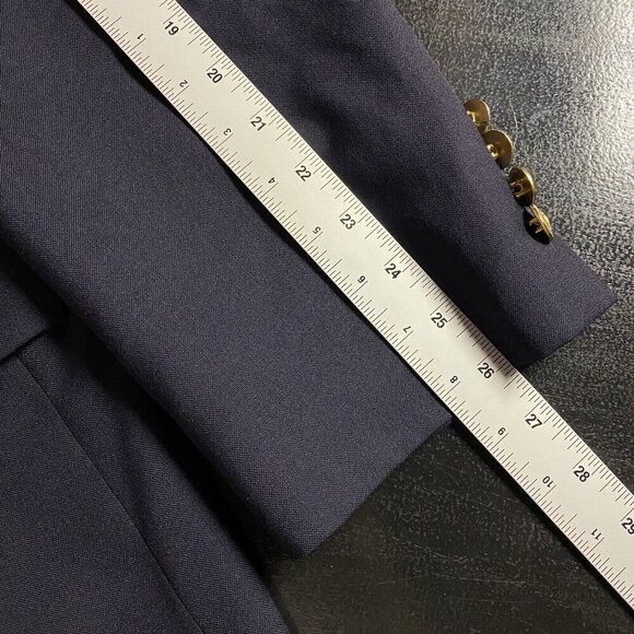 Chaps Ralph Lauren Blazer 46L Navy Blue Wool Sport Coat Gold Buttons Suit Jacket - Picture 14 of 16